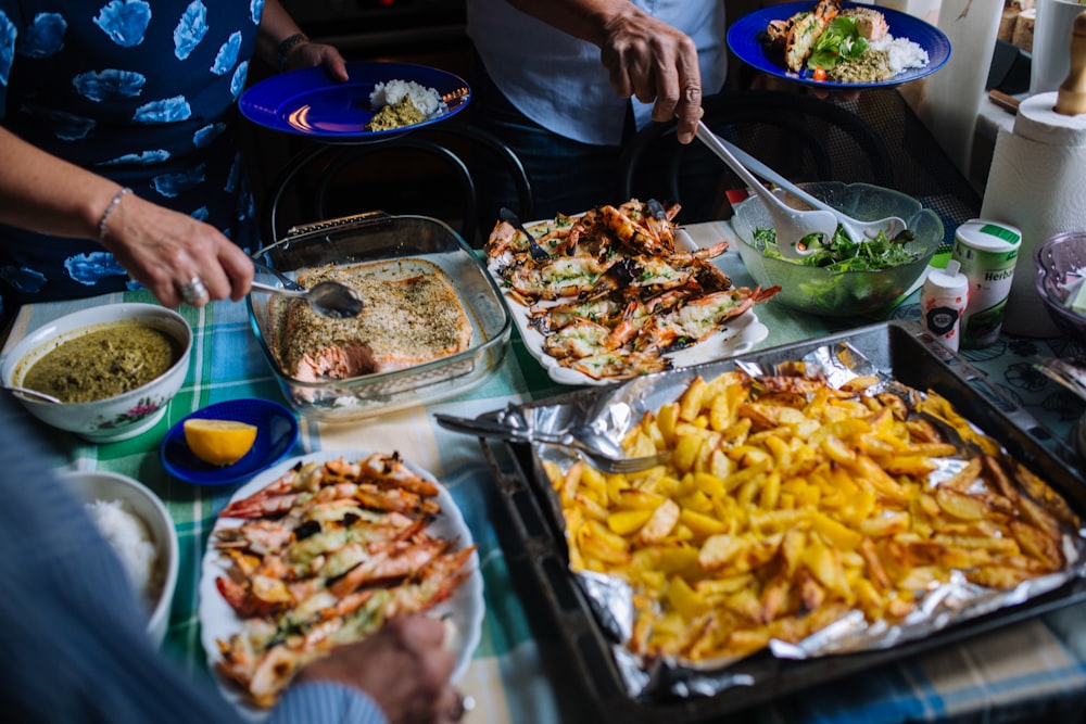 assorted food on table