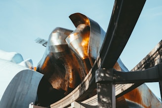 a close up of a metal sculpture on a sunny day