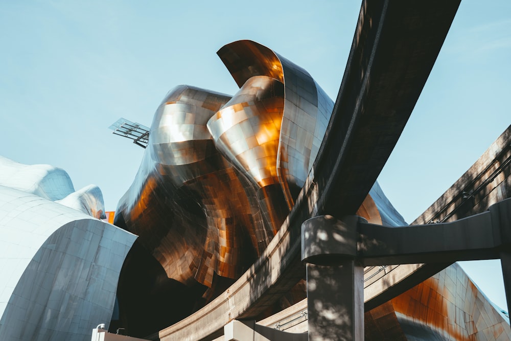 a close up of a metal sculpture on a sunny day