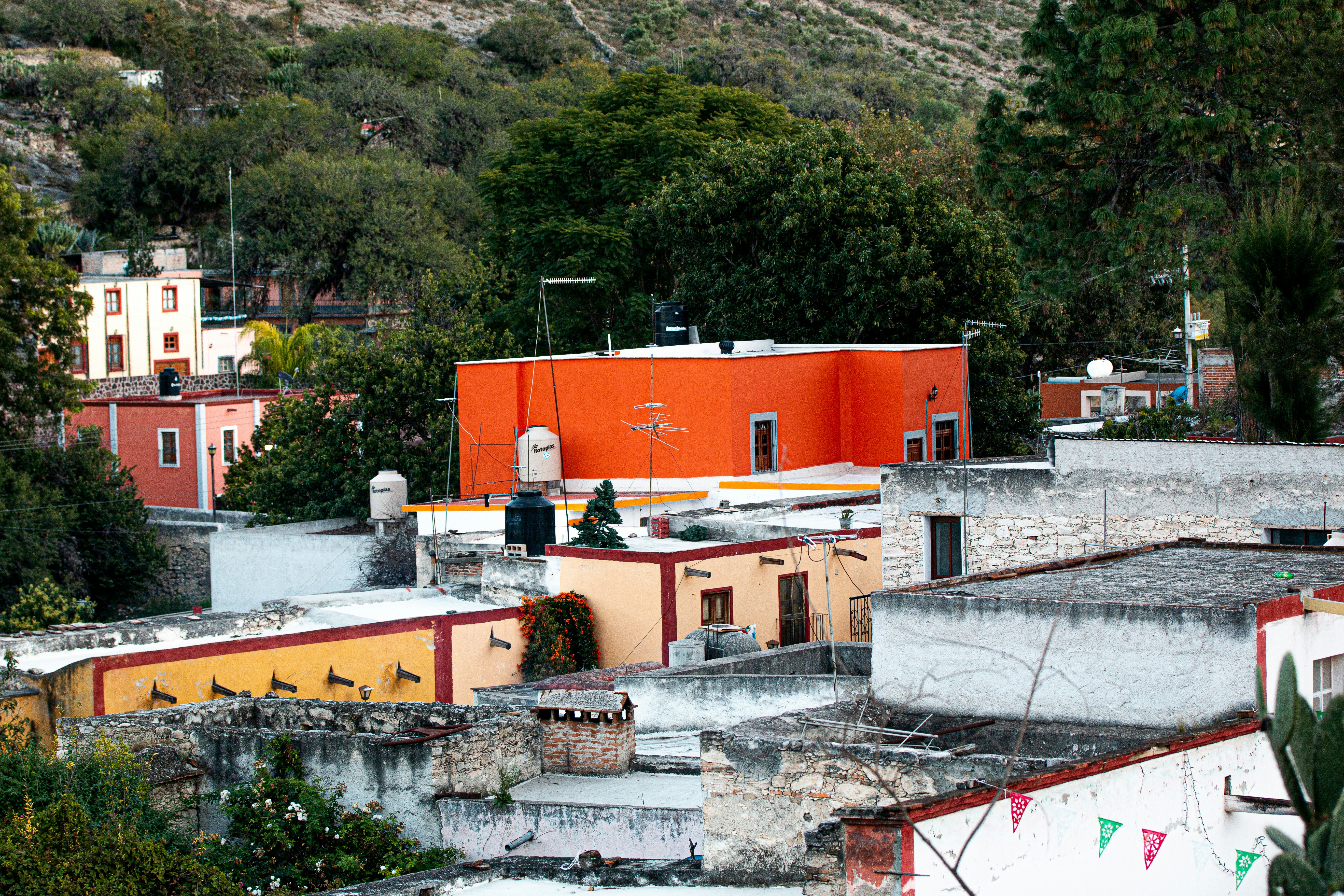 orange and gray painted building