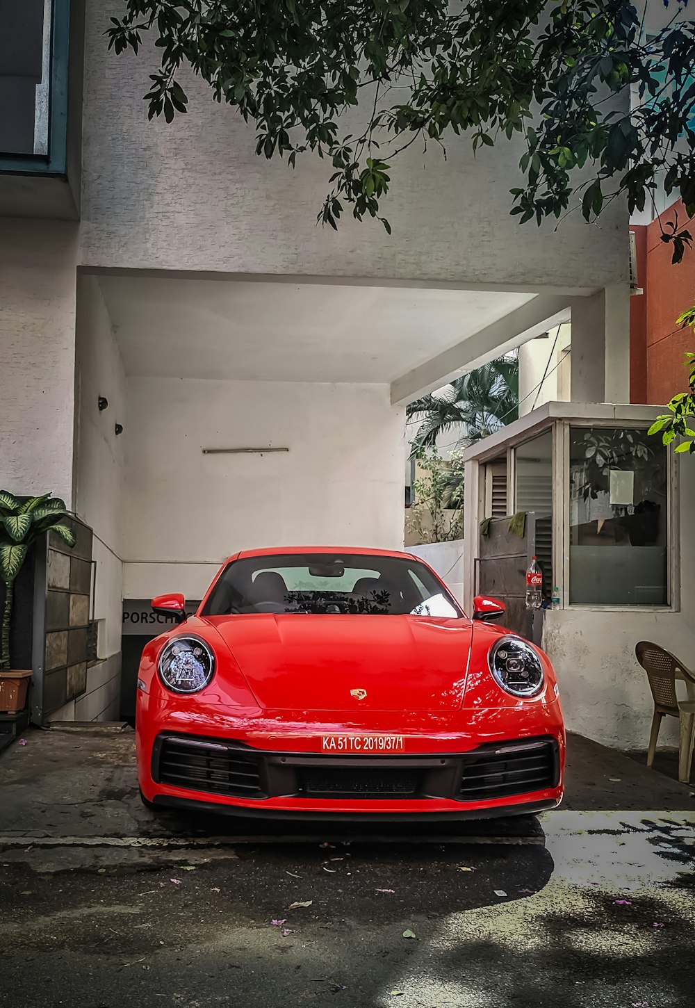 red Porsche car