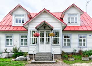 white and red house