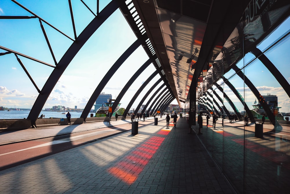 people walking inside building