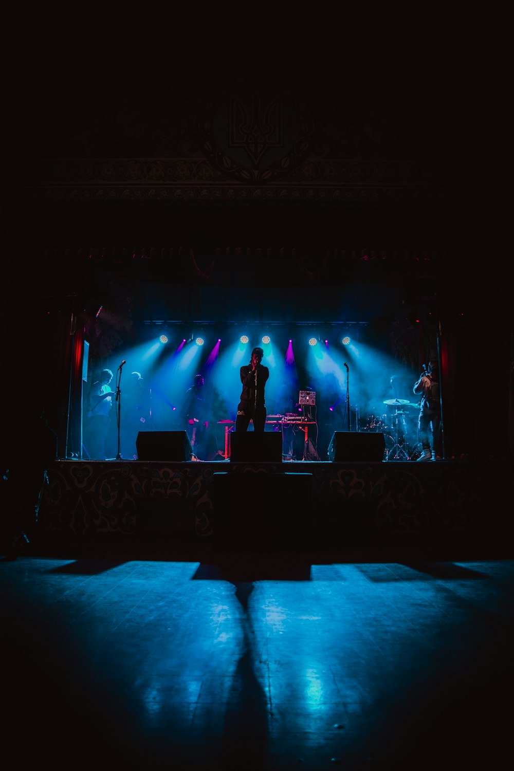 man singing on the stage photograph