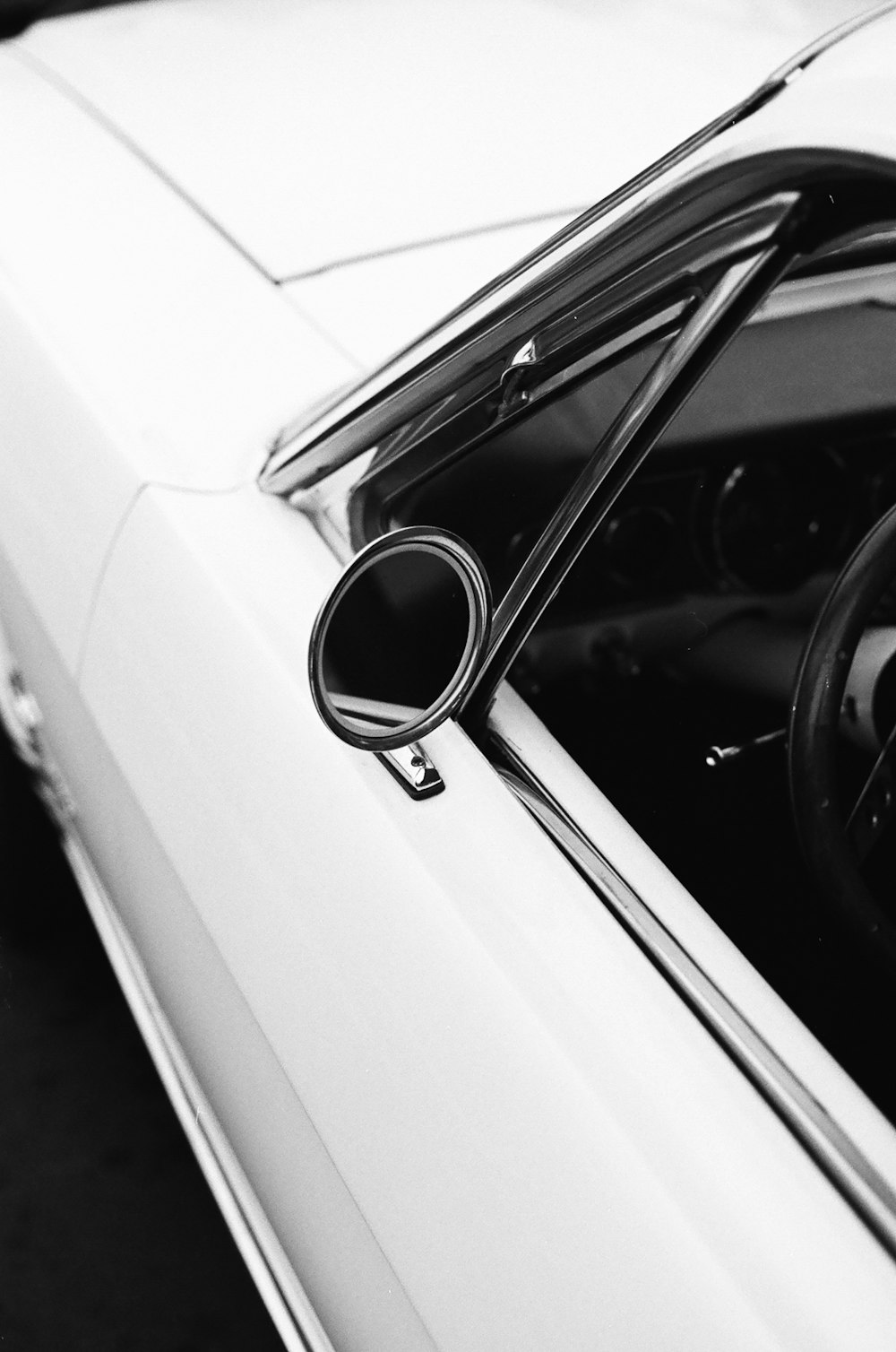 grayscale photography of car