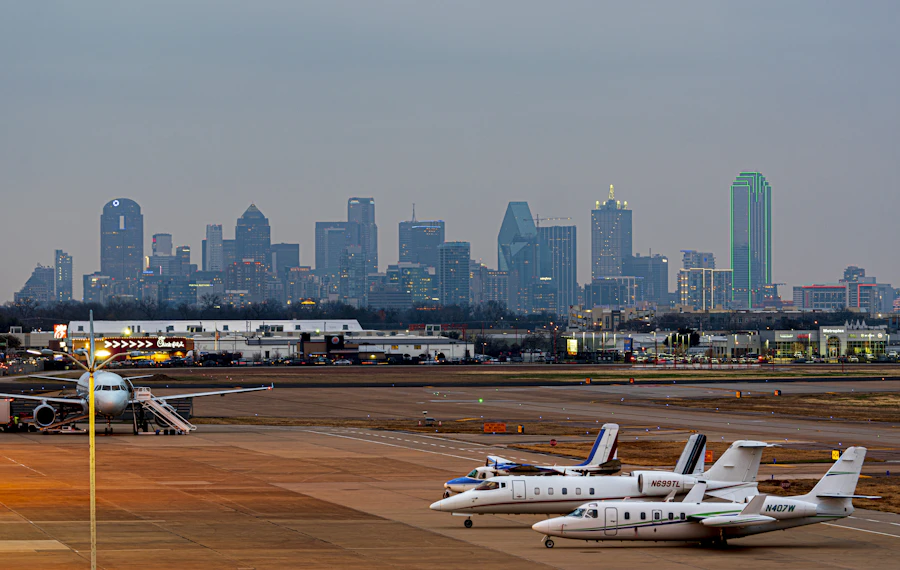 Passenger planes at an airport