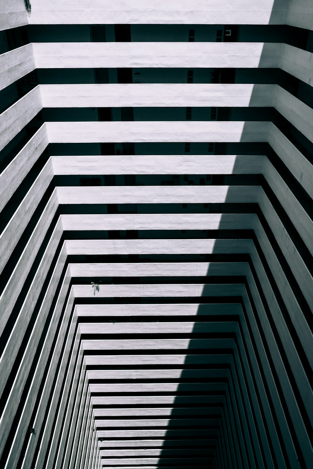 white and black concrete building interior