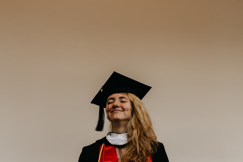 woman in black mortar board