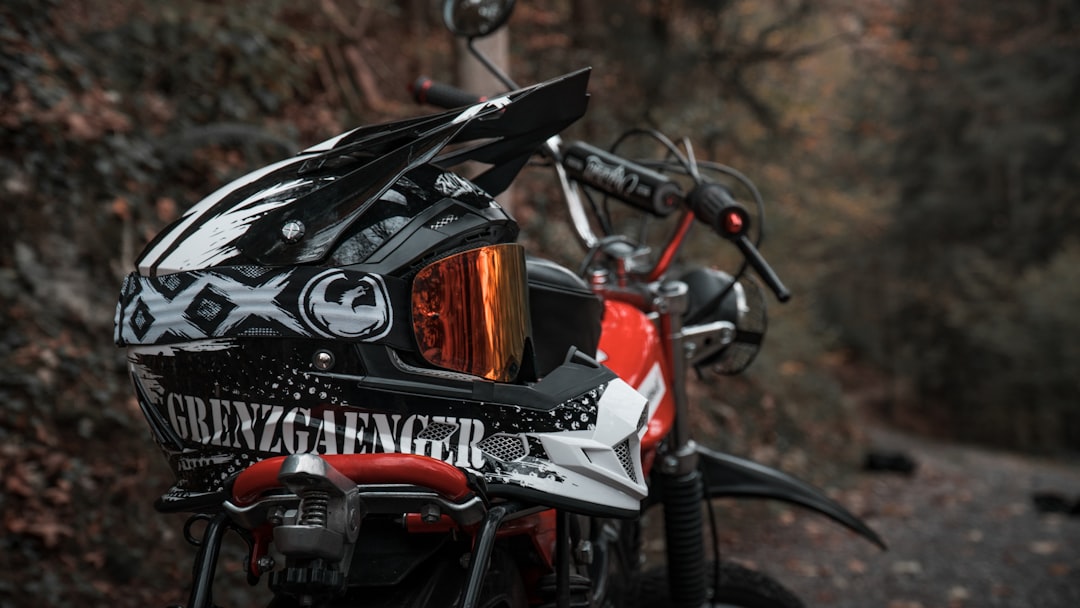 black and white motorcycle helmet