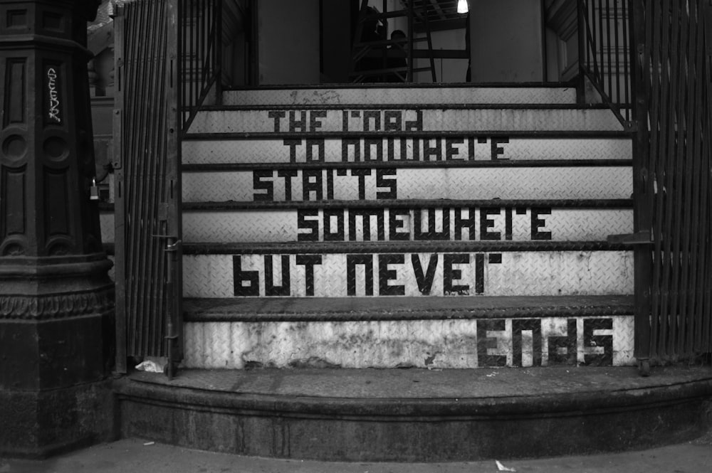 a black and white photo of some stairs