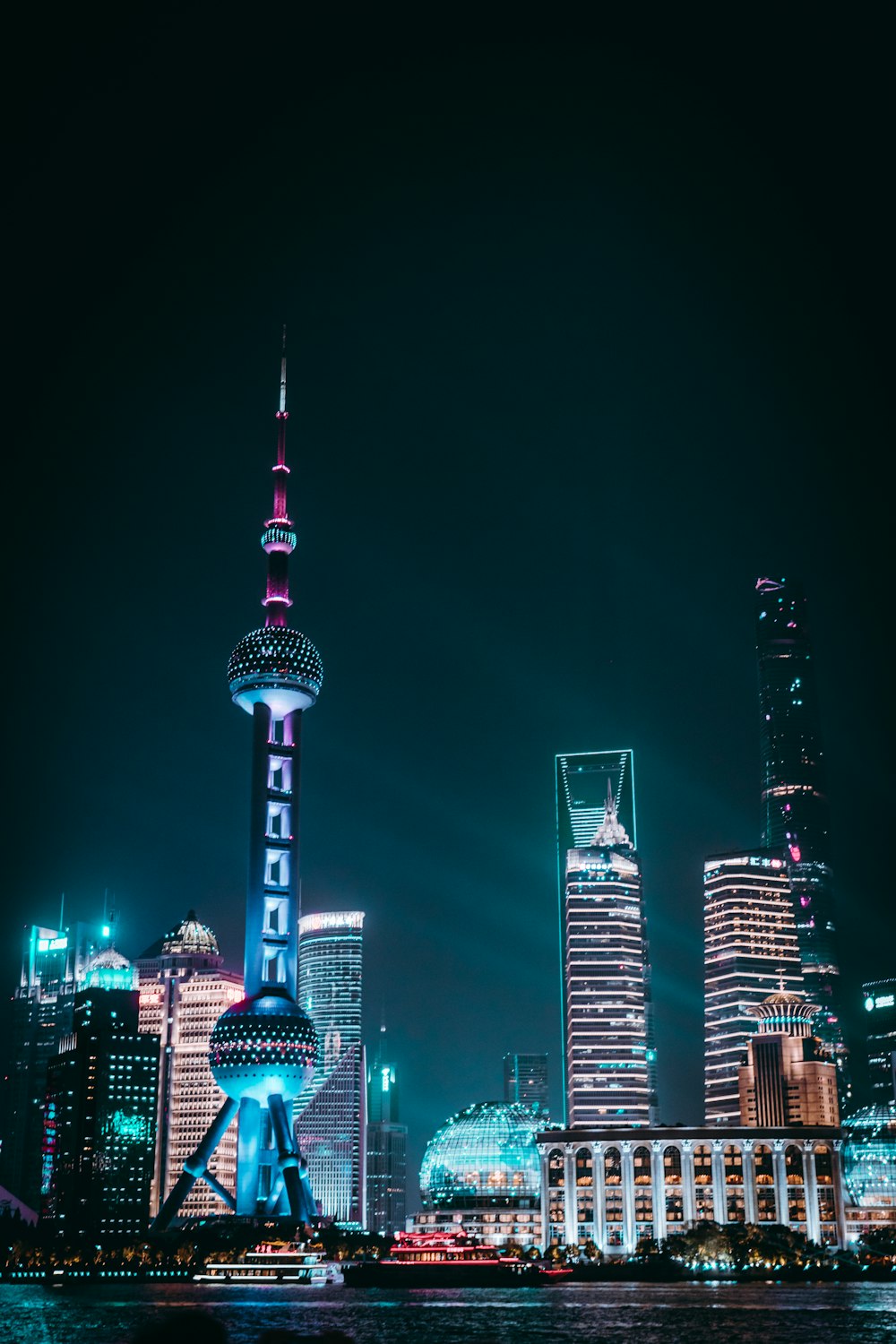 Shanghai city buildings at night