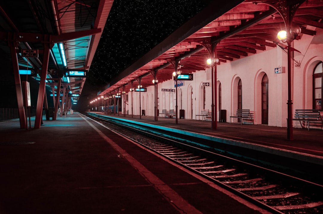 train station at night,