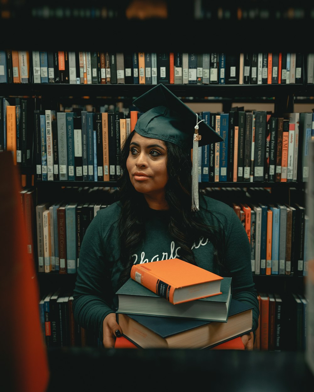 woman holding books