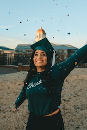 woman wearing mortar board