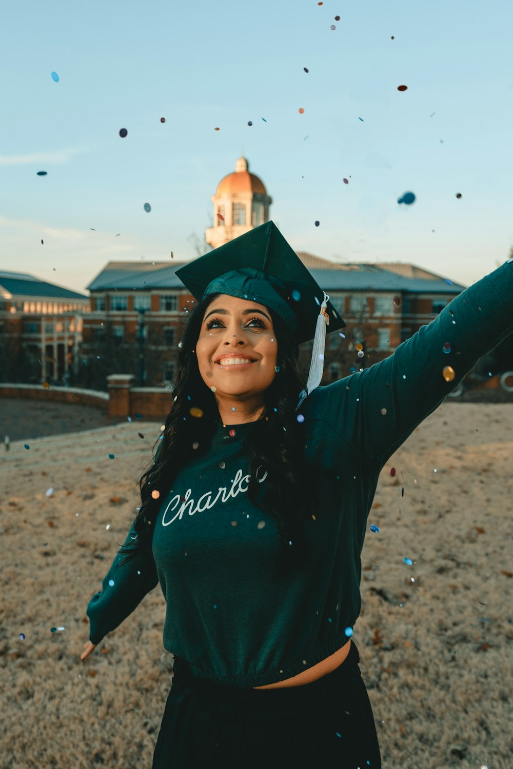 woman wearing mortar board