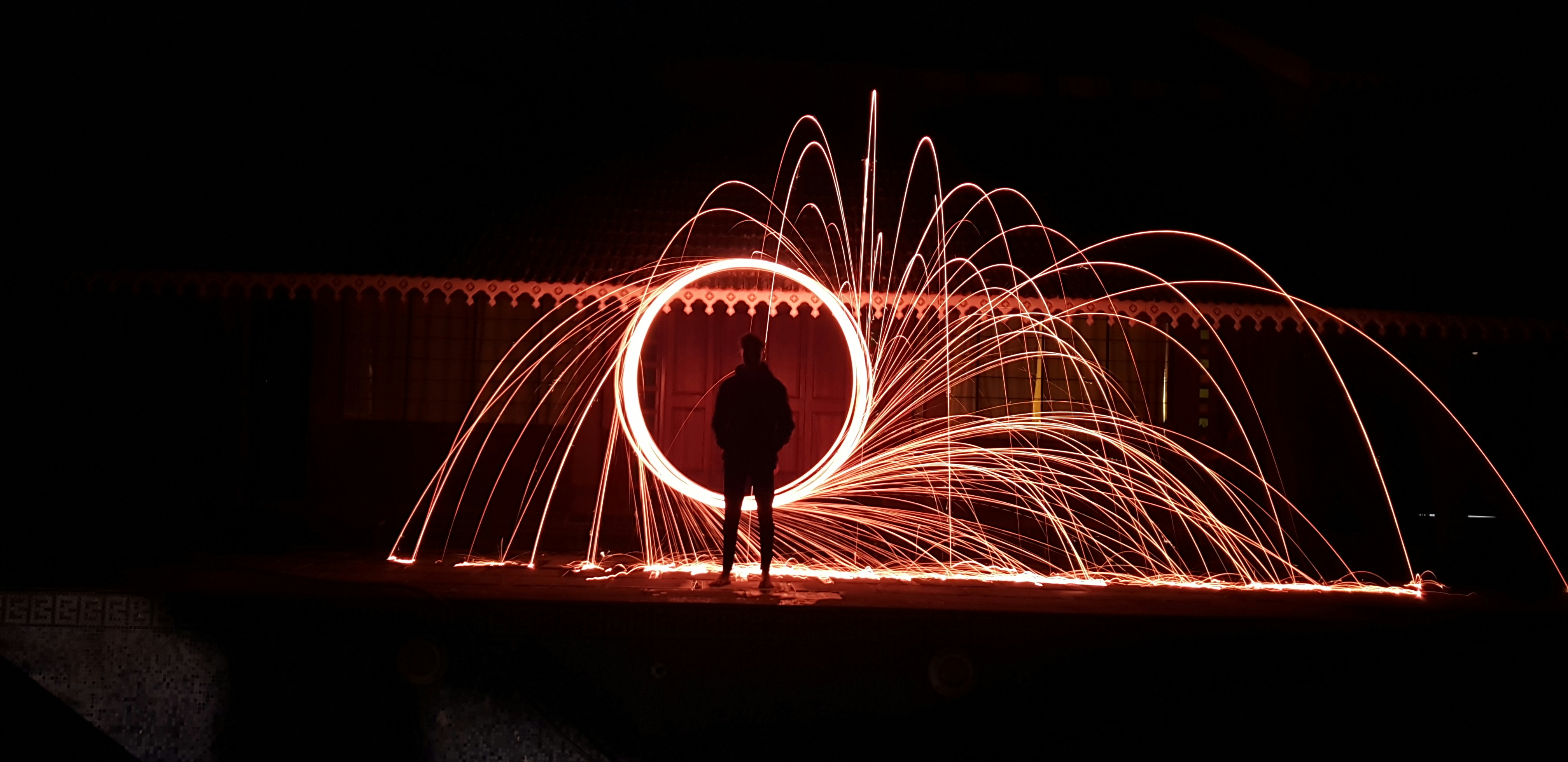 man playing with fire