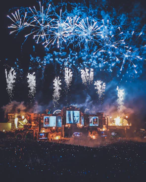 blue and white fireworks