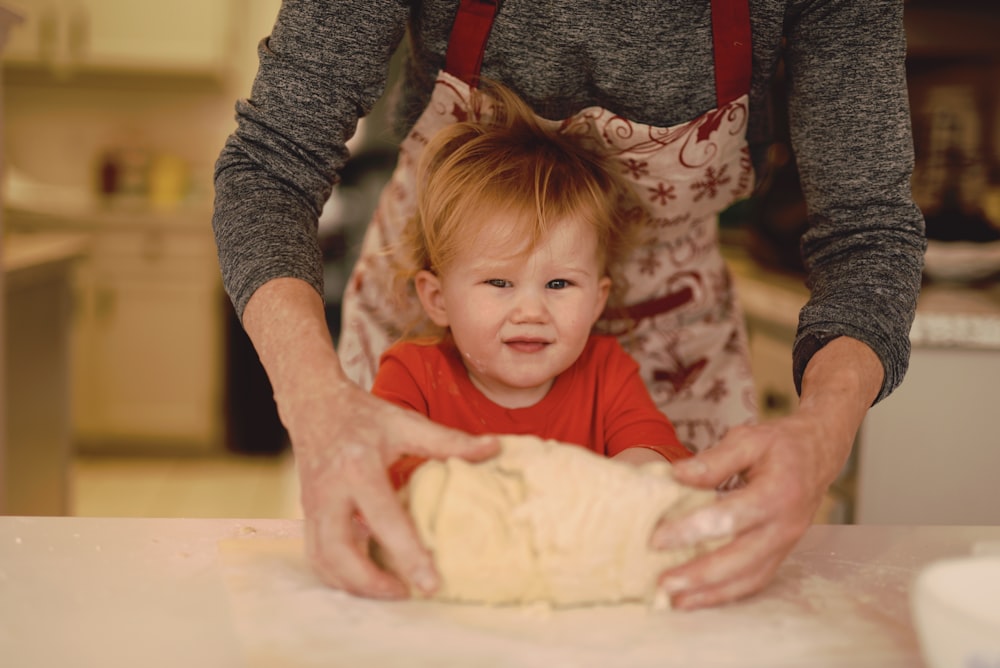 boy making dough