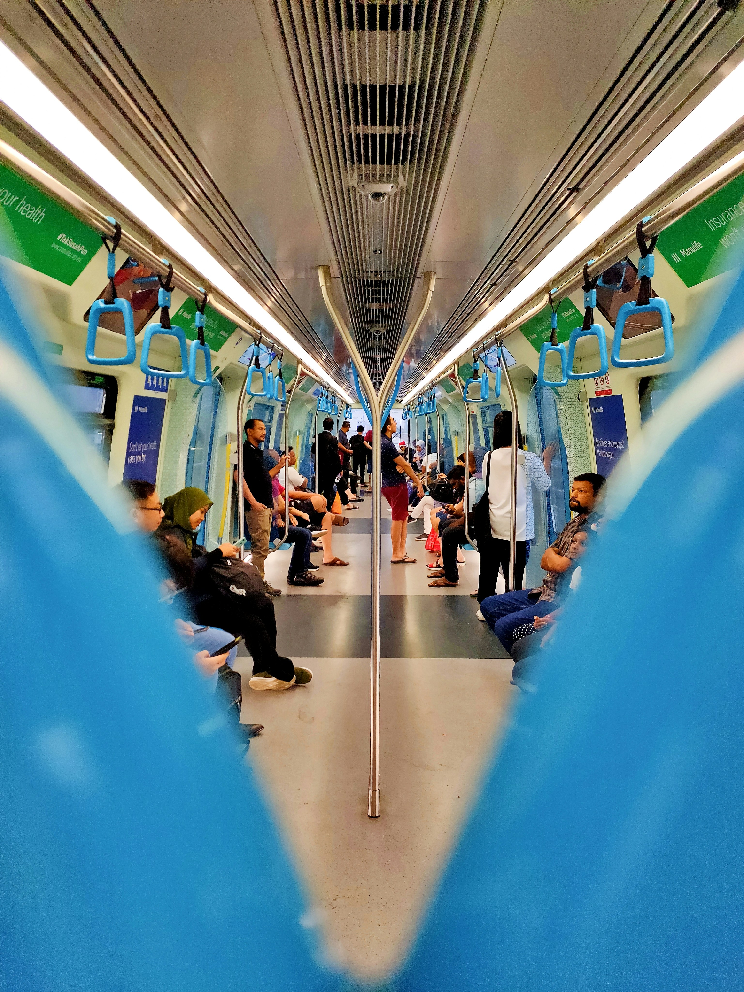 people riding inside train