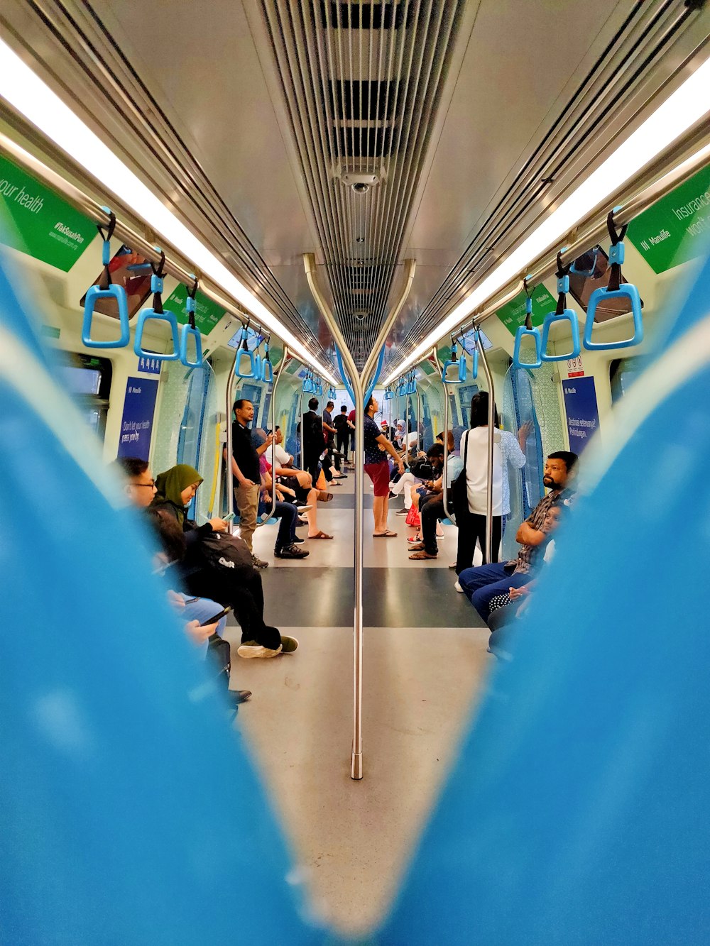 people riding inside train