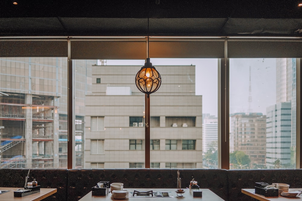 turned-on pendant lamp