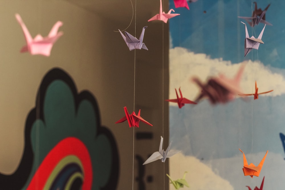 hanging origami birds