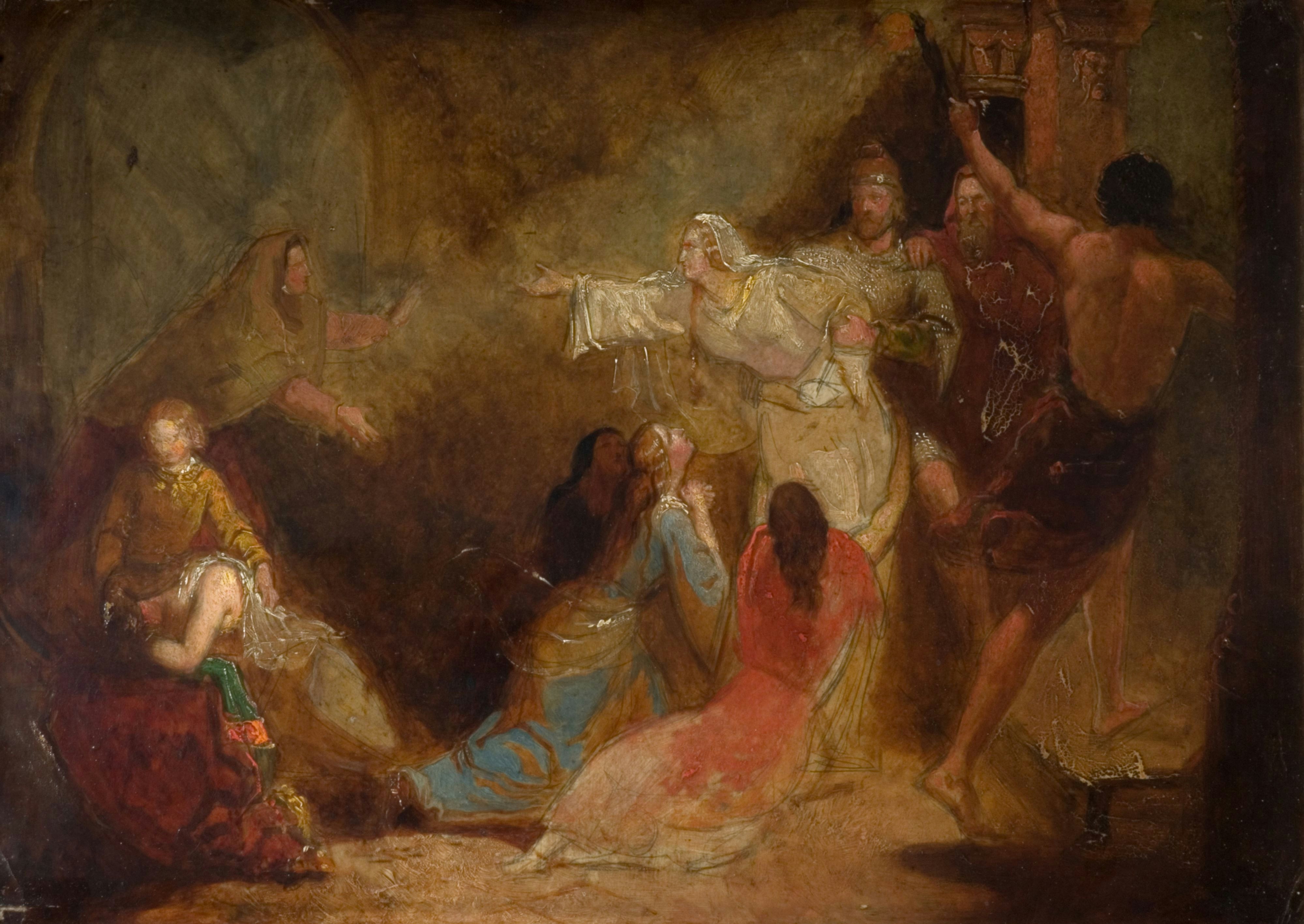 Elgiva seized by order of Archbishop Odo, 1847. By John Everett Millais