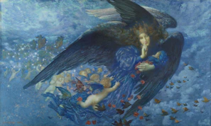 angel in blue dress painting