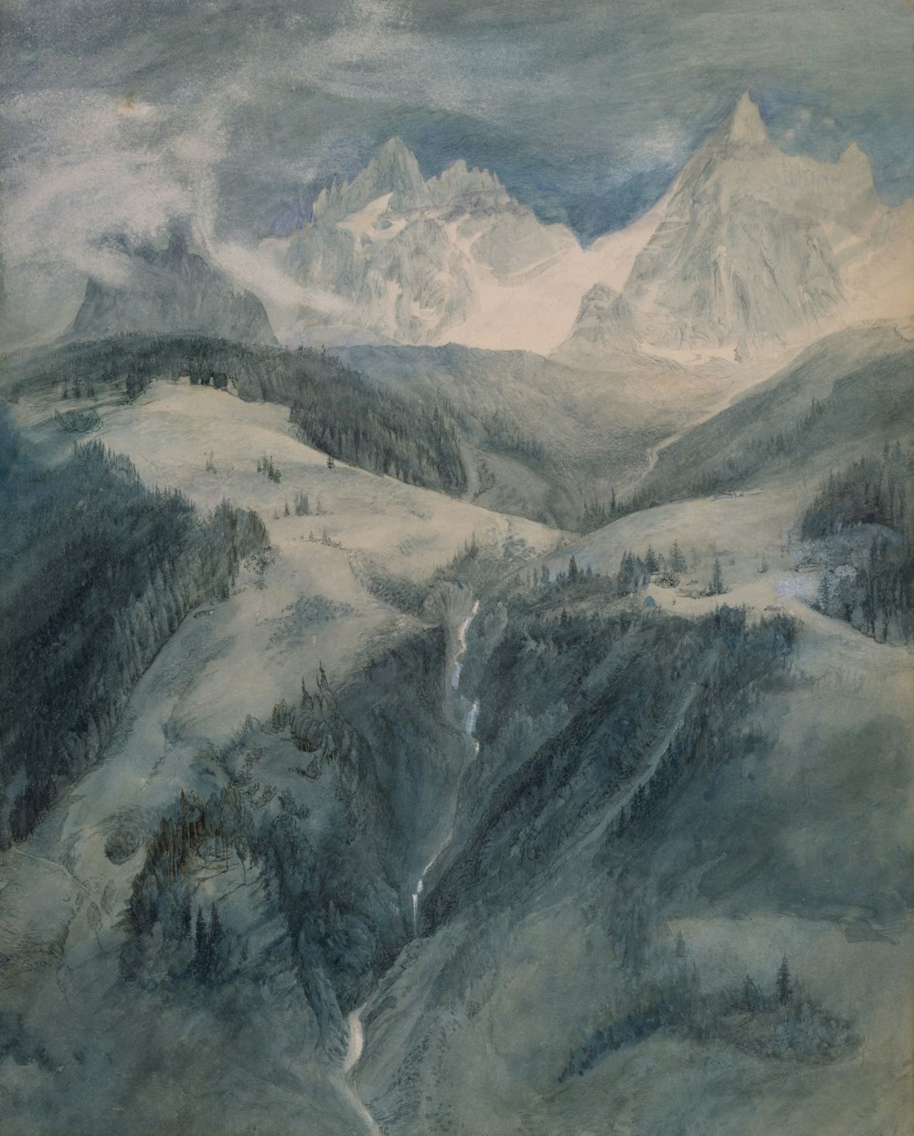 painting of icy mountain