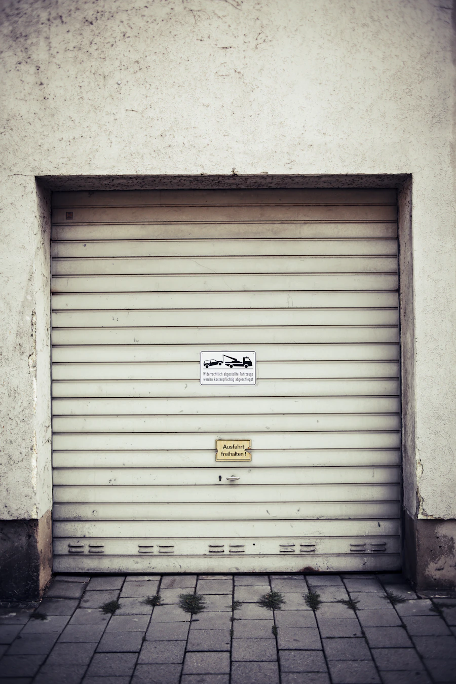 Closed residential garage door exterior