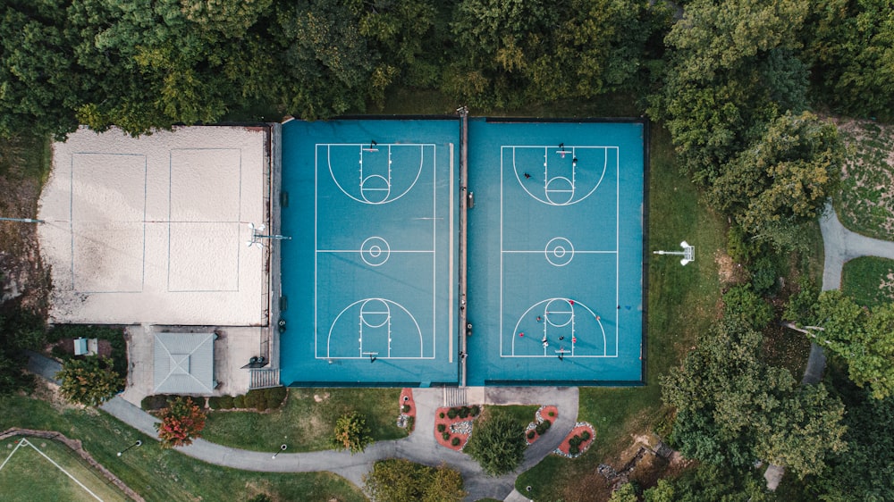 aerial photo of sports field