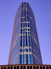 blue building at night