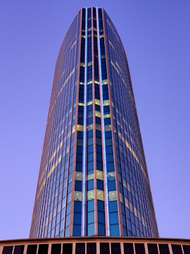 blue building at night