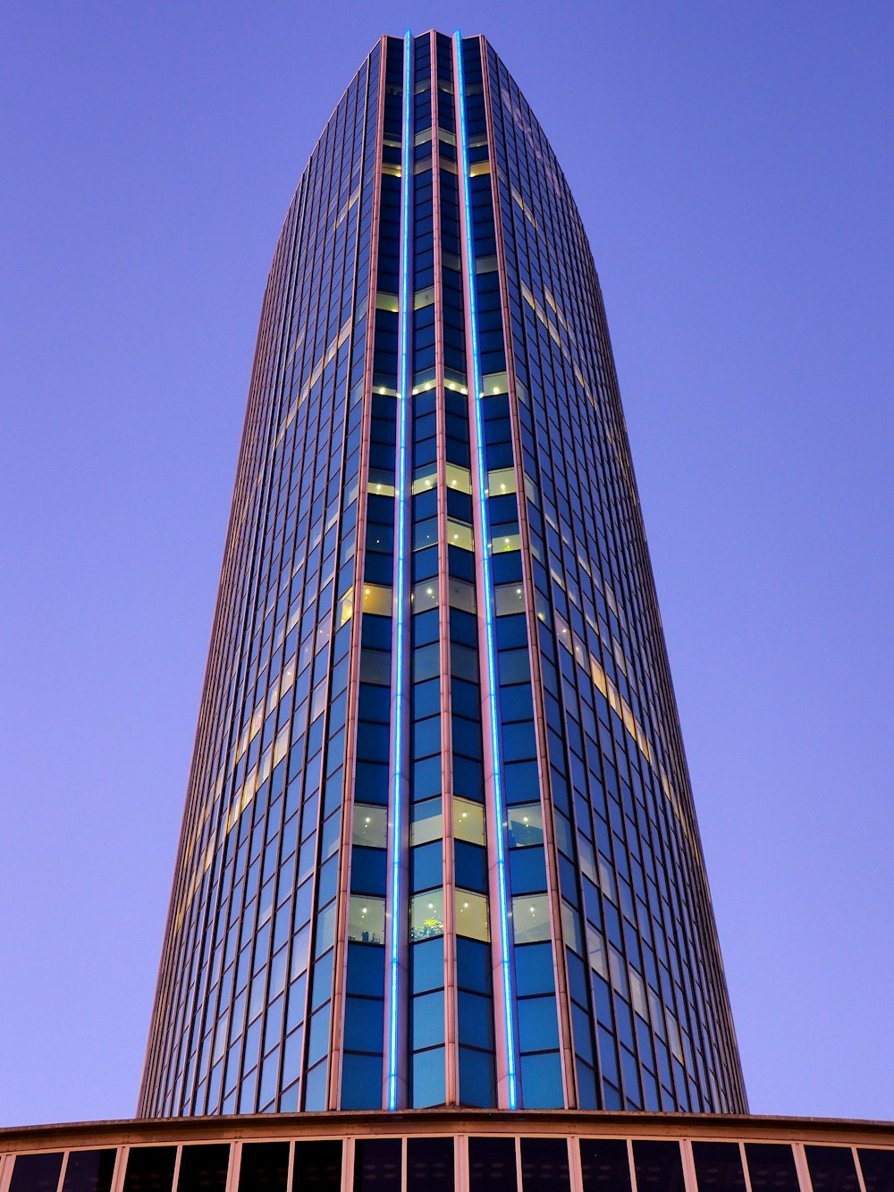 blue building at night