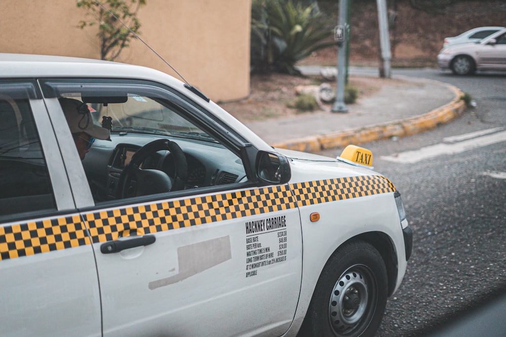 parked taxi on road