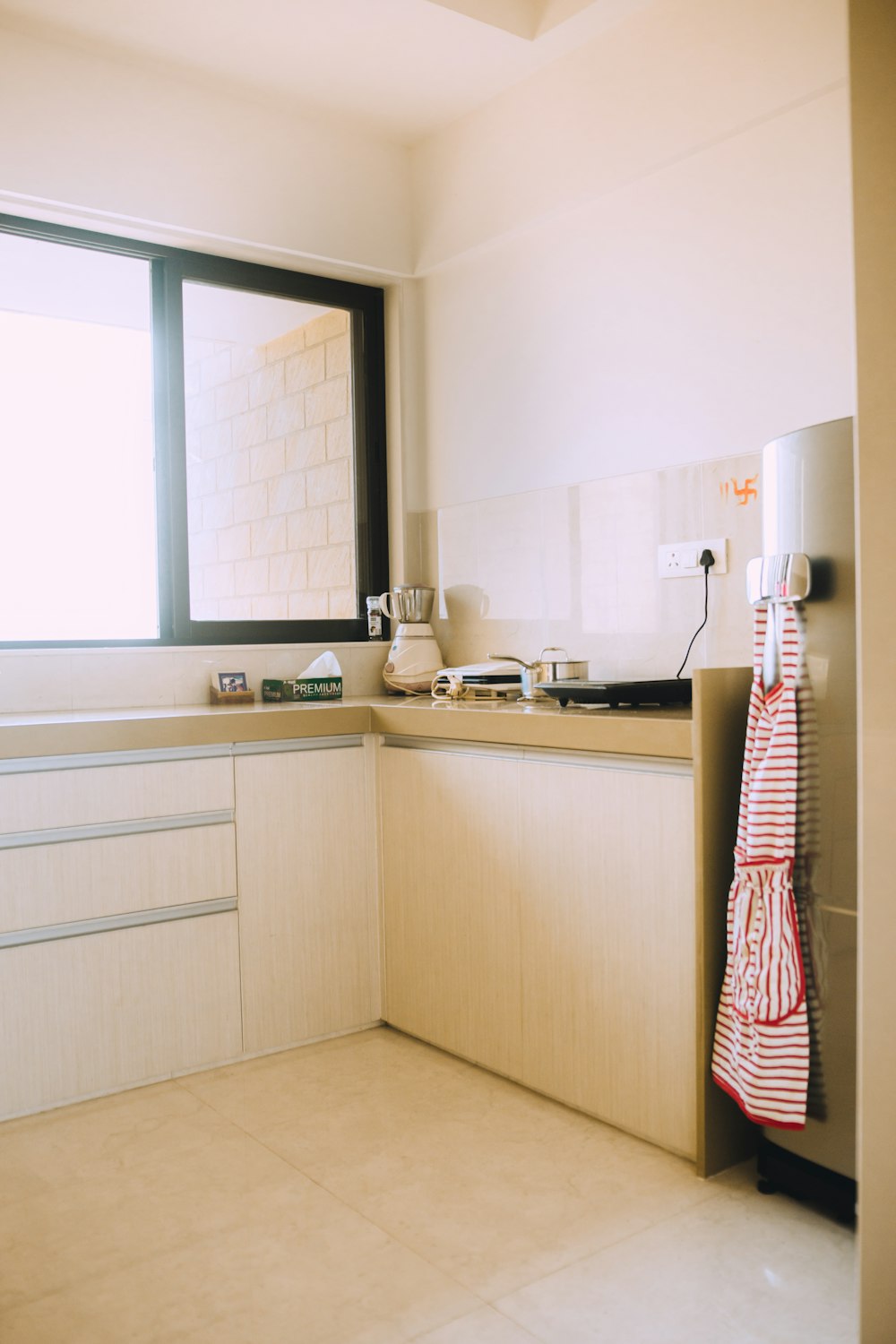 white and brown kitchen room