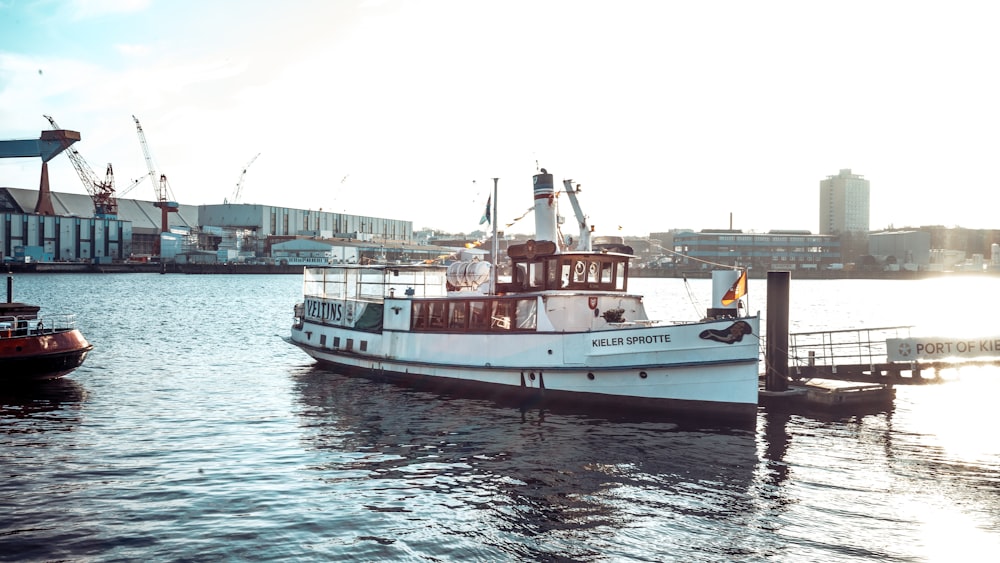 white and brown boat on the body of water