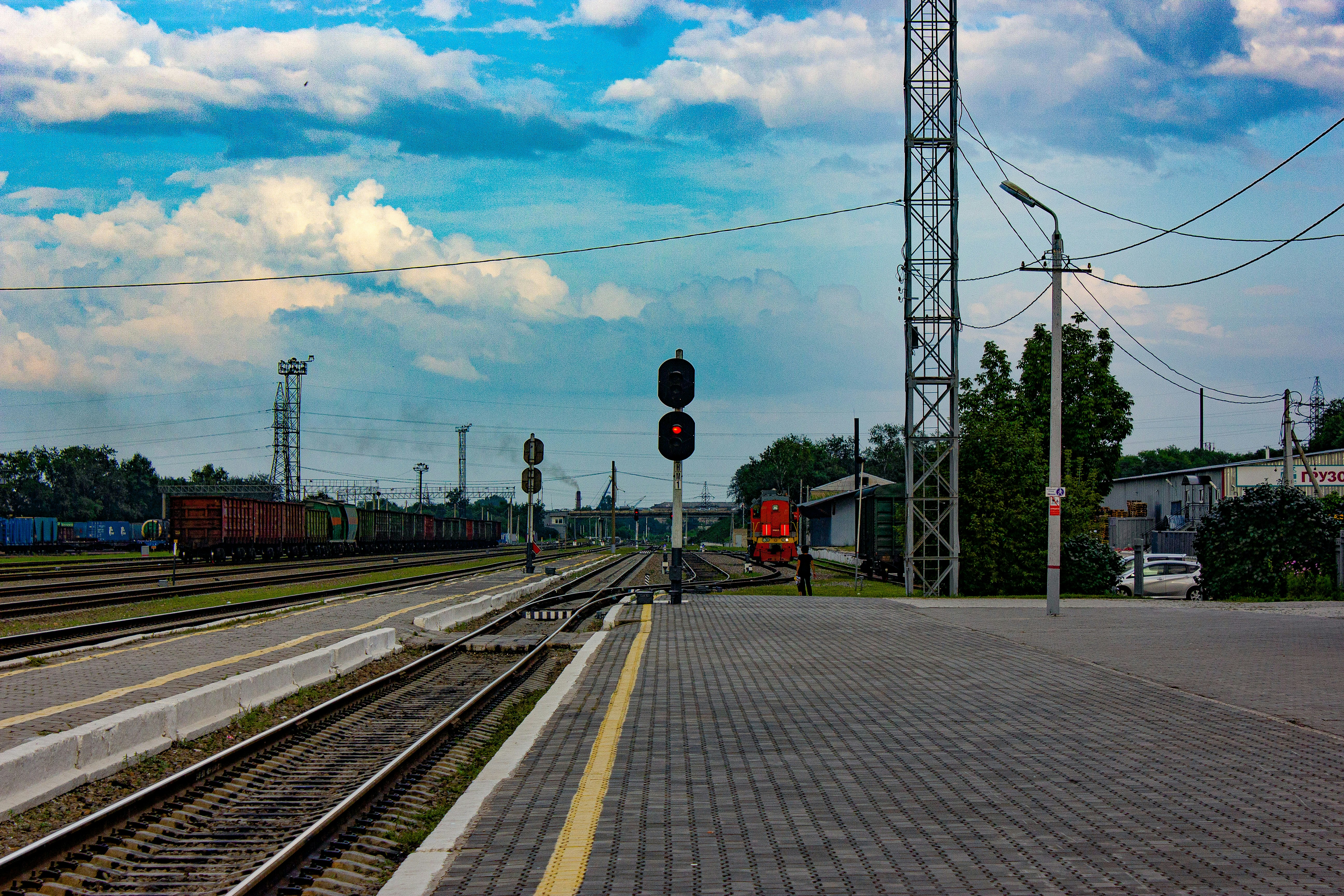 train track in station