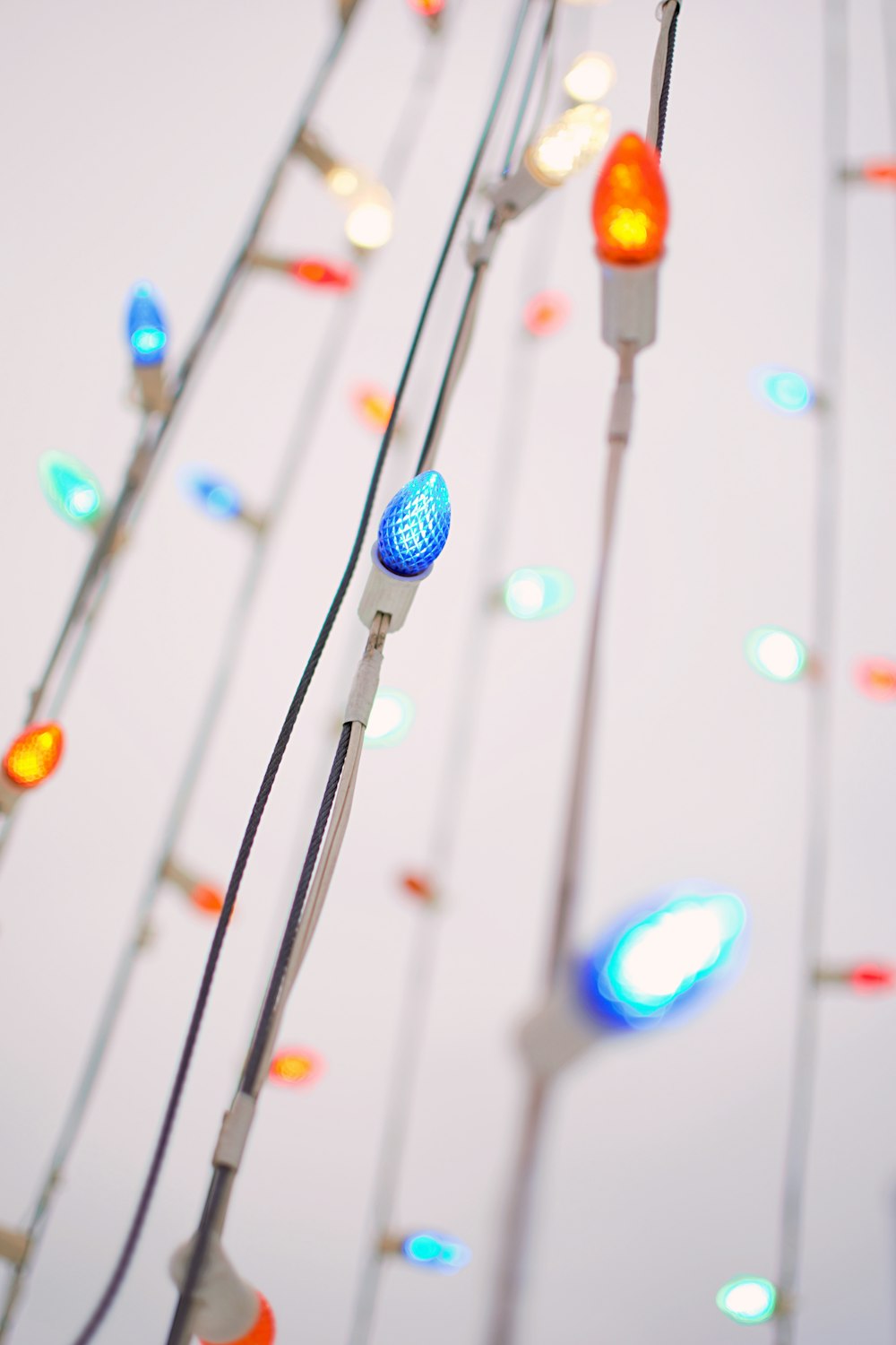 turned-on string lights