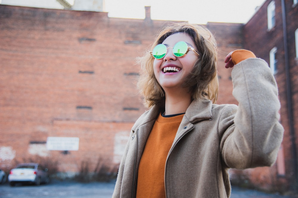 woman wearing grey cardigan