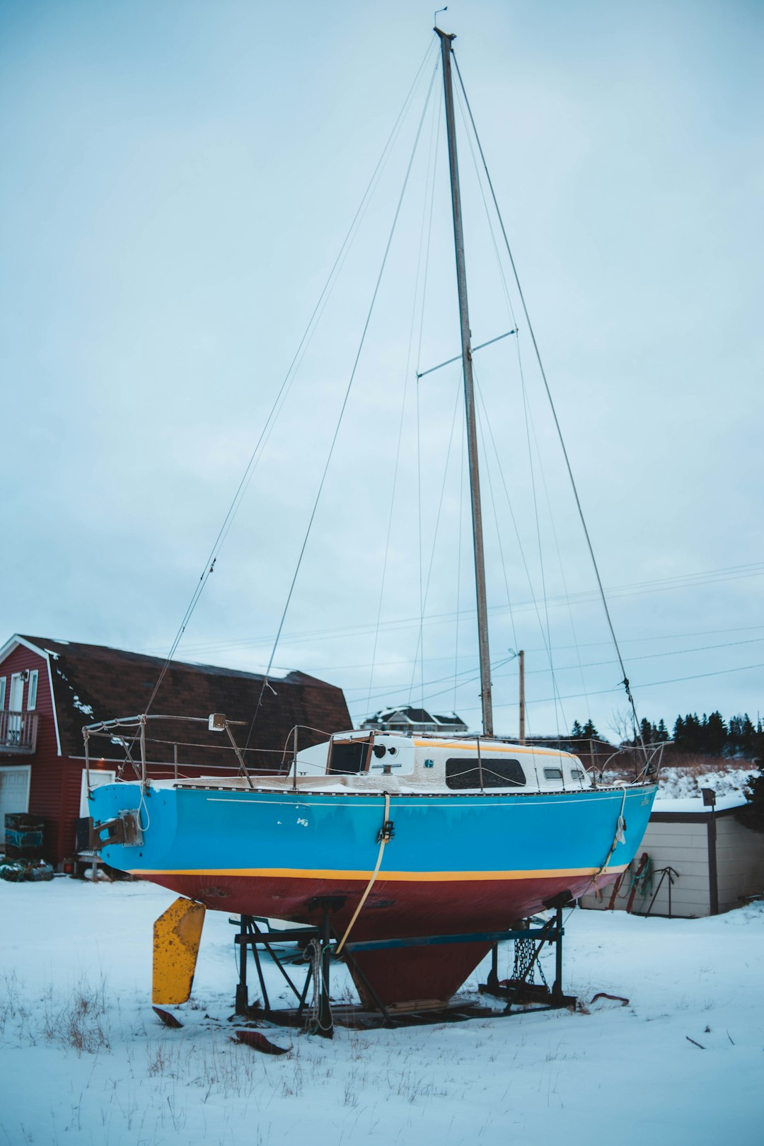 blue and whitee boat