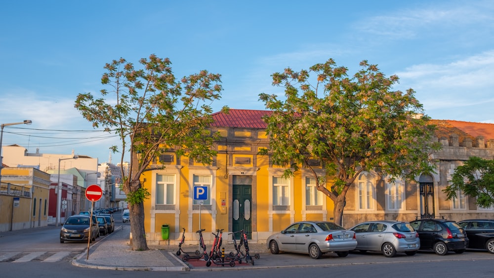 parked vehicles outside building