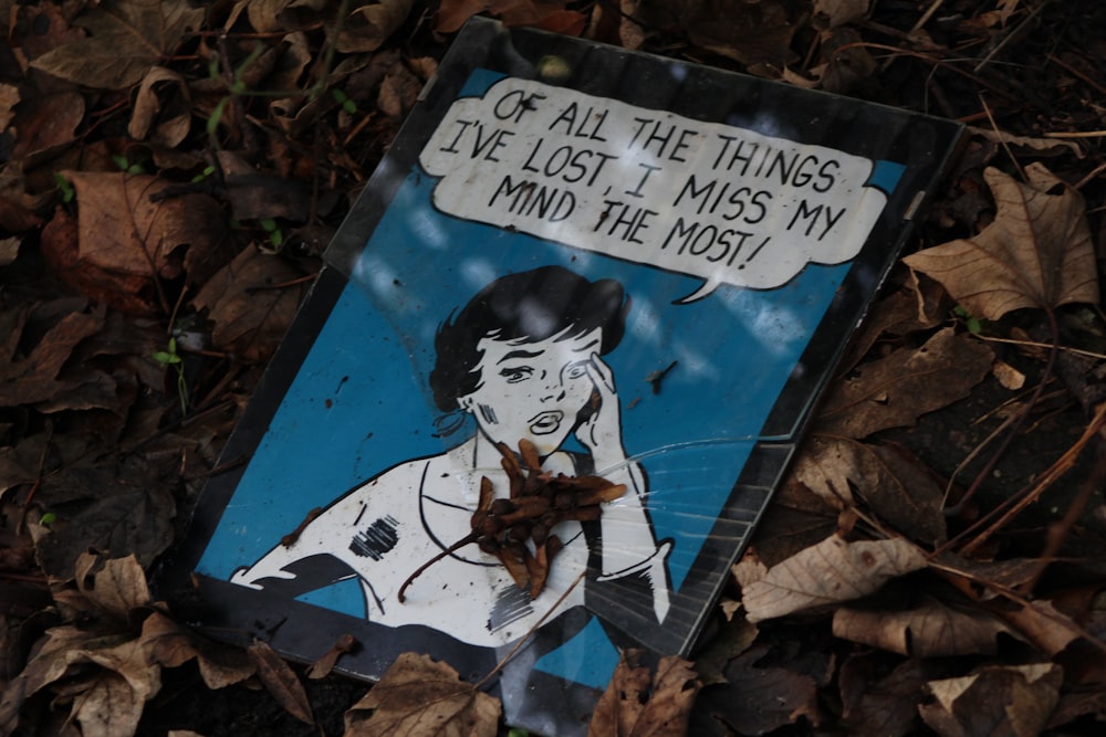 a book with a cartoon of a woman talking on a cell phone