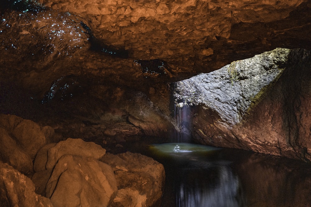 body of water in cave