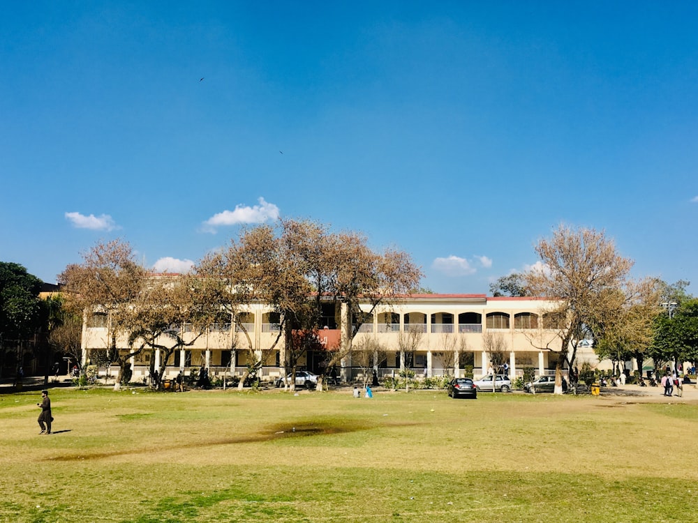 people and cars near building during day