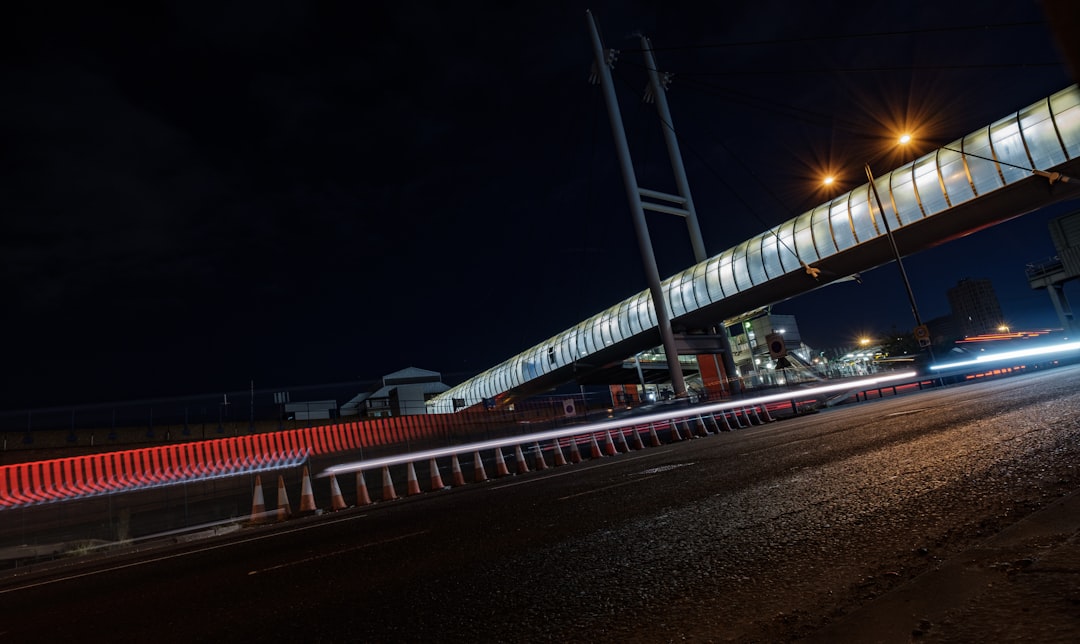 overpass and road during night