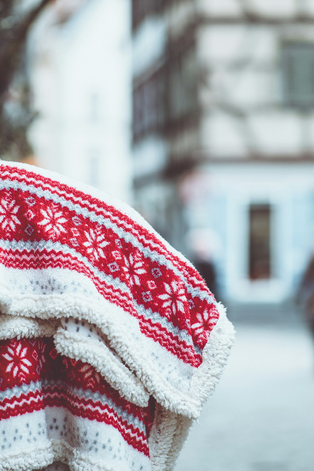 white and red snowflakes towel