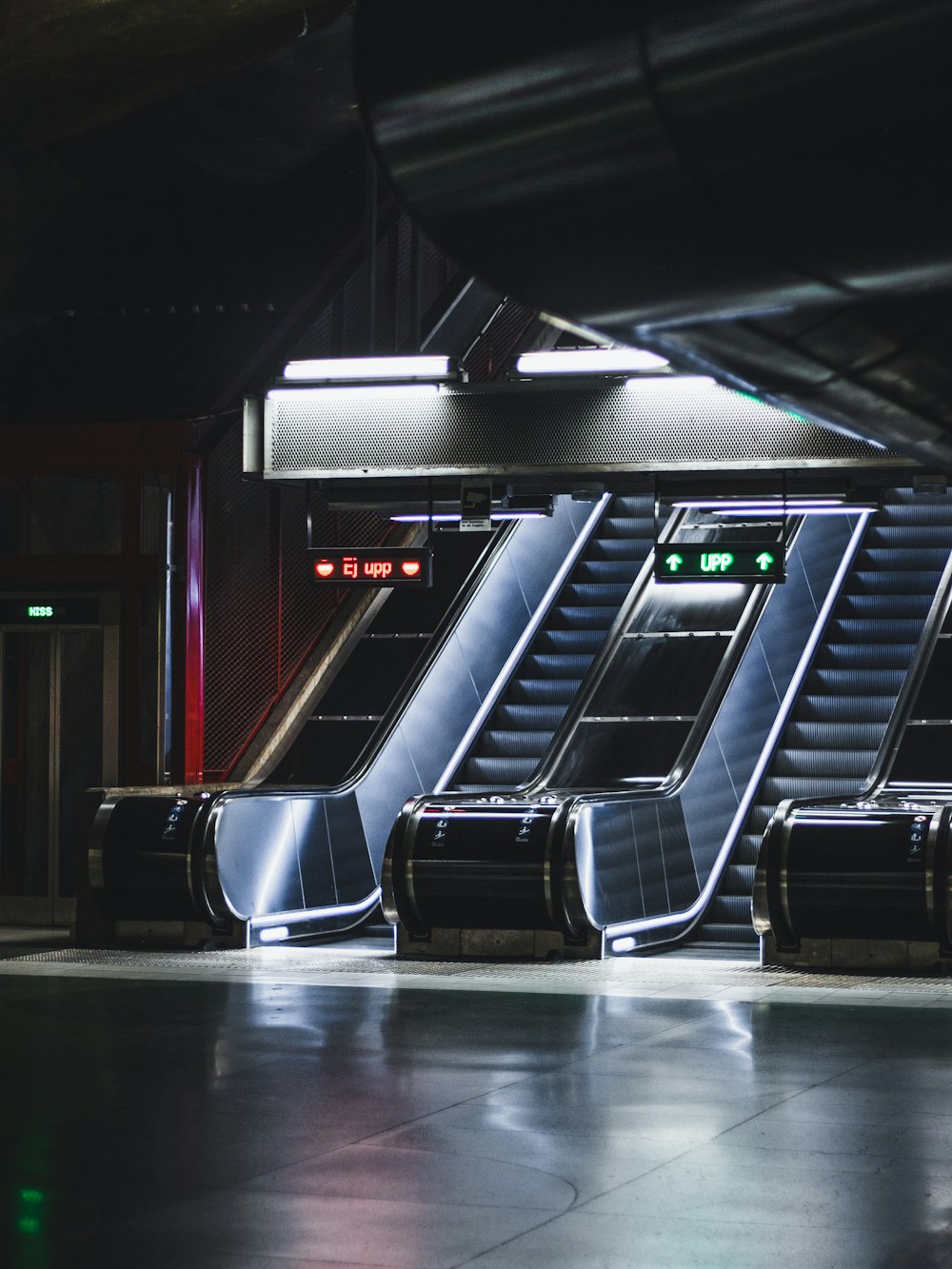 empty gray escalator