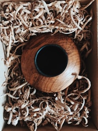 brown vase inside box