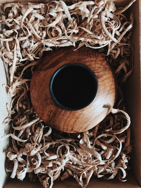 brown vase inside box